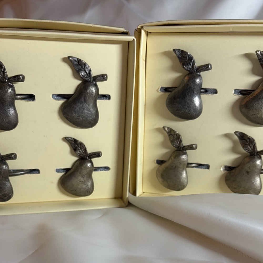 Vintage Pottery Barn Pear Napkin Rings Set of 8 Pieces